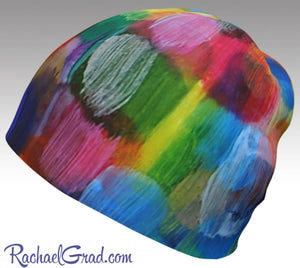Winter Hat Rainbow Colourful Toque Women, Kids Beanie Hat Multicolor Art Pattern Hats Beanie Women Colorful Hats for Her, Winter Gifts LGTBQ by Toronto Artist Rachael Grad