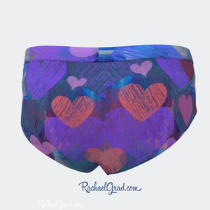 Women's cheeky underwear briefs with hearts by Artist Rachael Grad back