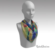 Load image into Gallery viewer, Yellow Abstract Marks Art Scarf Floral by Toronto Artist Rachael Grad 26 inch square scarves
