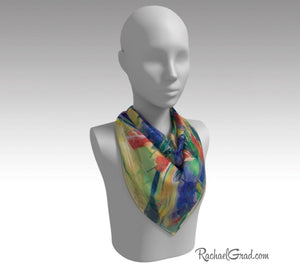 Yellow Abstract Marks Art Scarf Floral by Toronto Artist Rachael Grad 26 inch square scarves