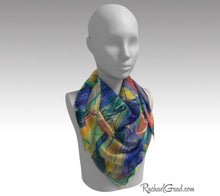 Load image into Gallery viewer, Yellow Abstract Marks Art Scarf Floral by Toronto Artist Rachael Grad 36 inch square scarves