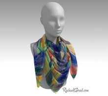 Load image into Gallery viewer, Yellow Abstract Marks Art Scarf Floral by Toronto Artist Rachael Grad 50 inch square scarves
