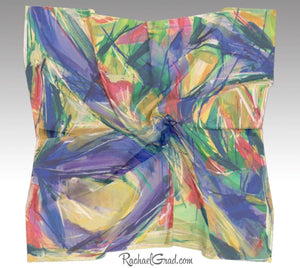 Yellow Abstract Marks Art Scarf Floral by Toronto Artist Rachael Grad full view