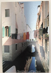 Laundry Lines, Dorsoduro, Venice, Italy Ink on Metal Limited Edition Print, 16" x 24"-Art Print-rachaelgrad-rachaelgrad artsy gifts colorful artwork multicolor