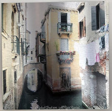 Load image into Gallery viewer, Yellow House, Venice, Italy, Ink on Metal Limited Edition Print, 16&quot; x 16&quot;-rachaelgrad-16&quot; x 16&quot;-rachaelgrad artsy gifts colorful artwork multicolor