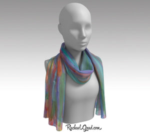 Turquoise Scarf | Abstract Art Scarves for Women | Colorful Teal Scarf | Color Art Scarves by Toronto Artist Rachael Grad