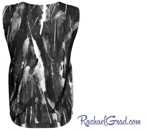Loose Tank Top with Black and White Art by Toronto Artist Rachael Grad