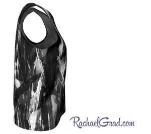 Loose Tank Top with Black and White Art by Toronto Artist Rachael Grad side view