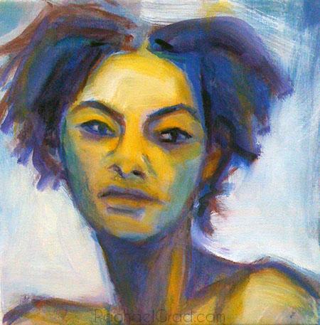 Blue Portrait of P, Oil on Linen Painting, 2010 Rachael Grad Art Artist