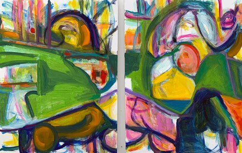 bunny landscapes 2 diptych by toronto artist rachael grad
