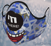 Load image into Gallery viewer, Jewish joke face mask with stars art by Canadian artist Rachael Grad