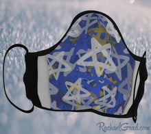 Load image into Gallery viewer, Jewish face mask with stars art by Canadian artist Rachael Grad