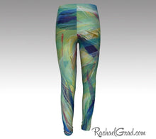 Load image into Gallery viewer, Kids Leggings with Green Abstract Art by Toronto Artist Rachael Grad back view