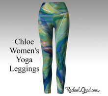 Load image into Gallery viewer, Womens Yoga Leggings with Green Artwork, Canadian Artist Rachael Grad