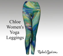 Load image into Gallery viewer, Womens Yoga Leggings with Green Artwork by Toronto, Canada Artist Rachael Grad