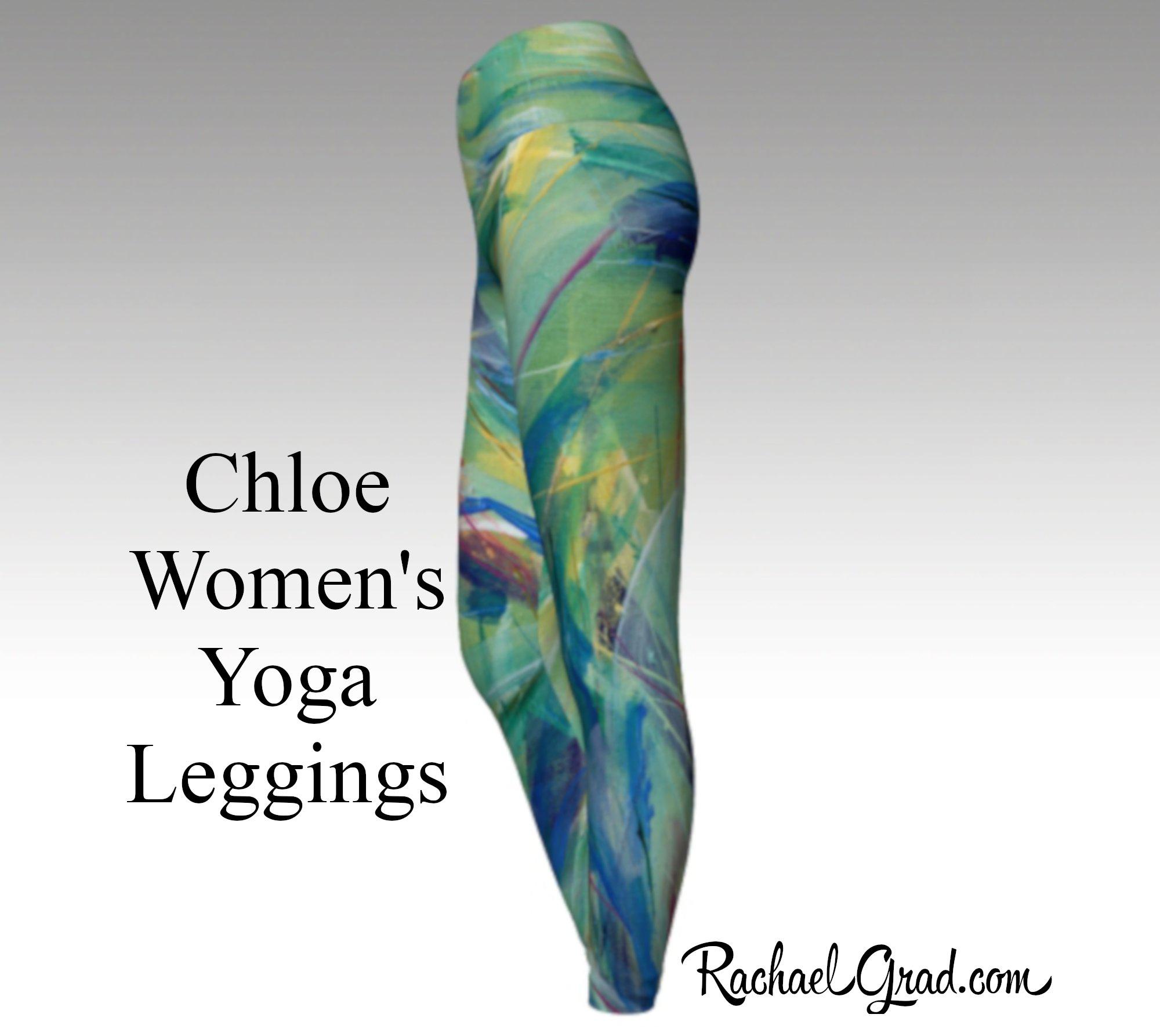 Jen-Jen Purple Yoga Leggings Abstract Art Pattern by Rachael Grad