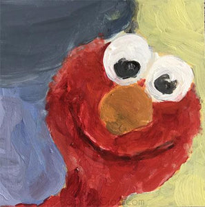 Elmo Portrait, Acrylic on Panel Painting, 2018 by Rachael Grad Art Artist