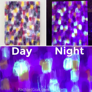 Glow in the Dark Painting Dot Series by Toronto Artist Rachael Grad night and day