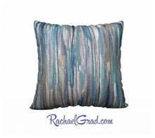Load image into Gallery viewer, grey blue striped pillowcase 20 x 20 by Toronto artist Rachael Grad