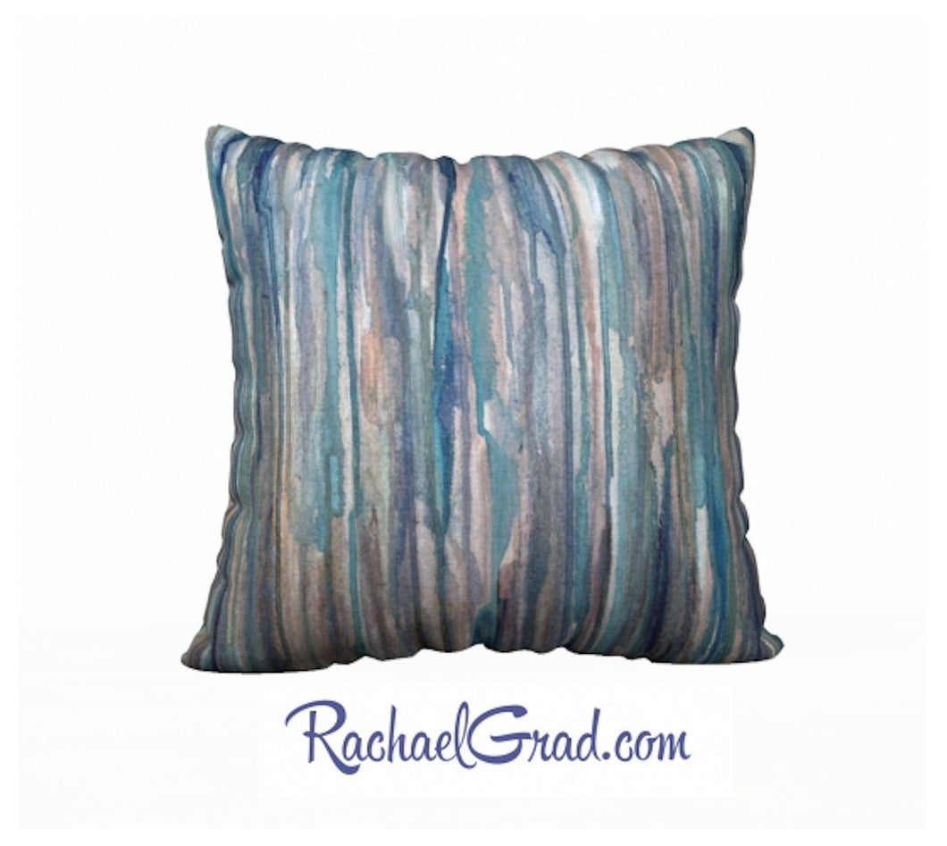 grey blue striped pillowcase 20 x 20 by Toronto artist Rachael Grad