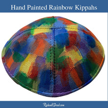 Load image into Gallery viewer, handpainted rainbow art kippah  by artist Rachael Grad