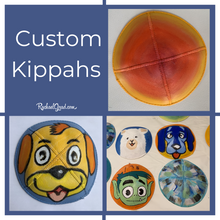 Load image into Gallery viewer, custom kippahs hand painted by Toronto Artist Rachael Grad