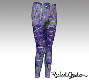 Holiday gift for Mom, Mommy and Me Matching Purple Leggings, Mom and Daughter Outfit by Artist Rachael Grad