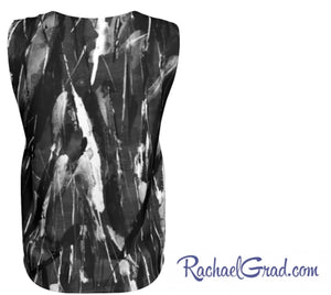 loose tank top with black and white art by Canadian artist Rachael Grad