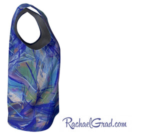 Tank Top Loose Fit with Blue Green Abstract Art by Artist Rachael Grad side view