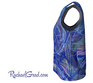 Tank Top Loose Fit with Blue Green Abstract Art by Canadian Artist Rachael Grad