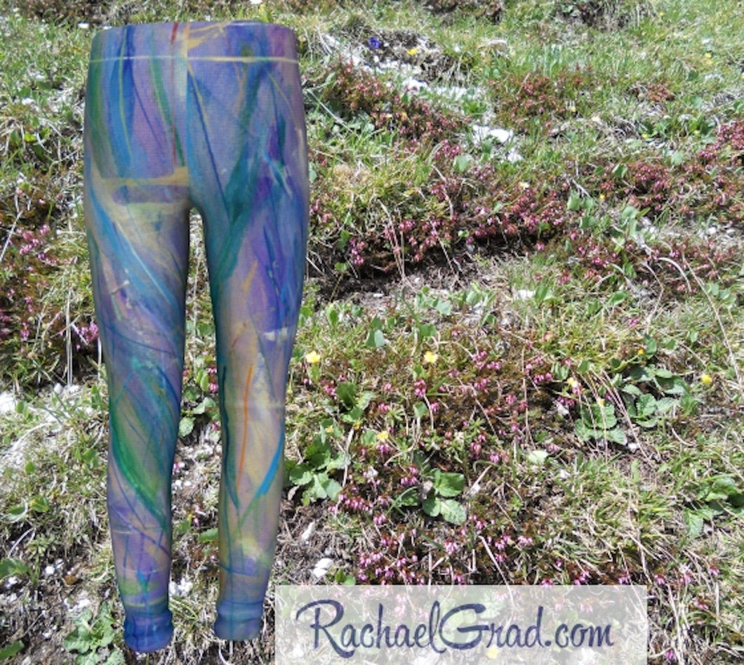 Maia Kids Leggings in Blue and Purple by Toronto Artist Rachael Grad front