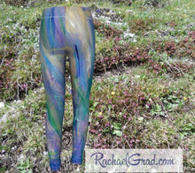 Load image into Gallery viewer, Maia Kids Leggings in Blue and Purple by Toronto Artist Rachael Grad back view