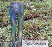 Load image into Gallery viewer, maia kids leggings in blue by toronto artist rachael grad back view  size 10 12