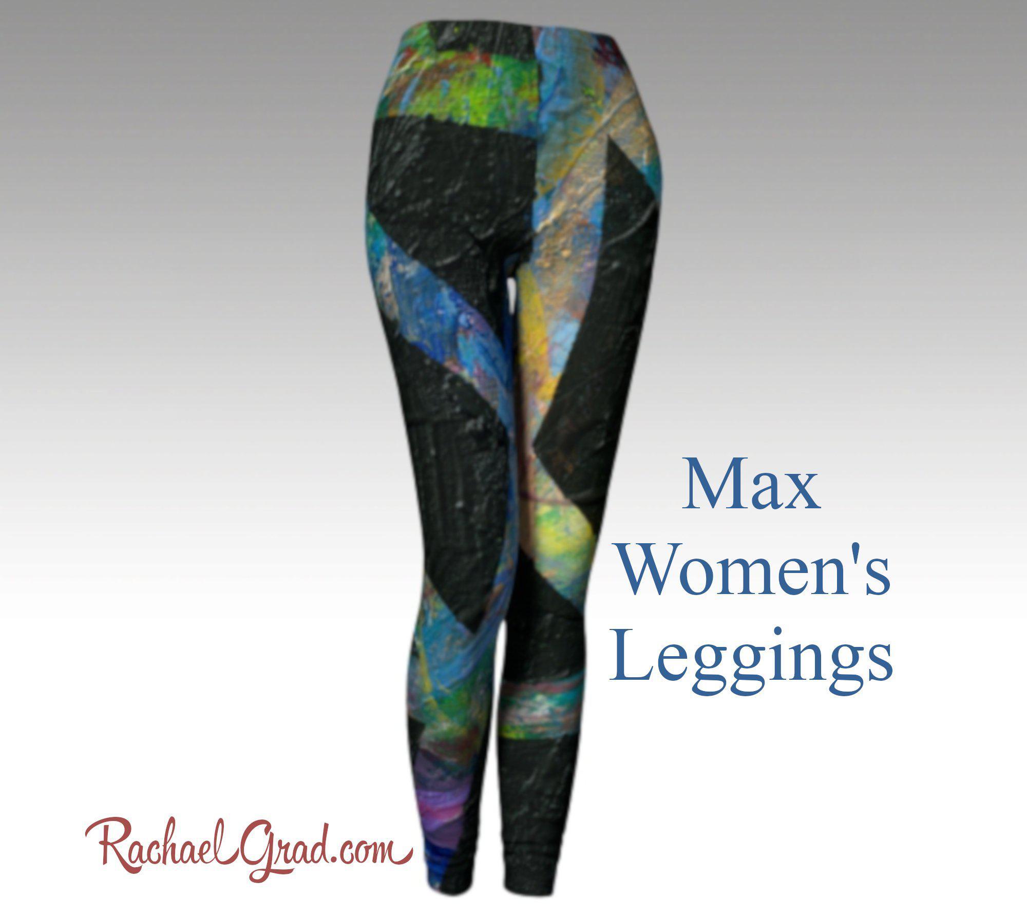 Leggings with Colorful Abstract Art by Artist Rachael Grad, Multicolor