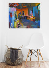Load image into Gallery viewer, New York Studio Interior Art Print in white room with white chair by artist rachael grad