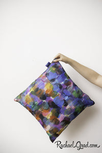 Blue Purple Abstract Art Pillow by Toronto Artist Rachael Grad