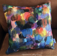Load image into Gallery viewer, Dot Series Pillow 1 Purple Blue-18&quot; x 18&quot; Pillow Case-rachaelgrad-rachaelgrad artsy abstract colorful artwork multicolor