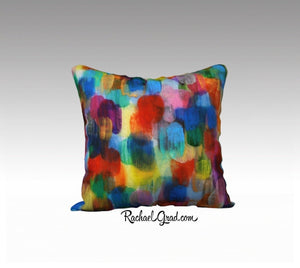Colorful Art Pillow Bright Colors 18" x 18" Pillow Case by Toronto Artist Rachael Grad