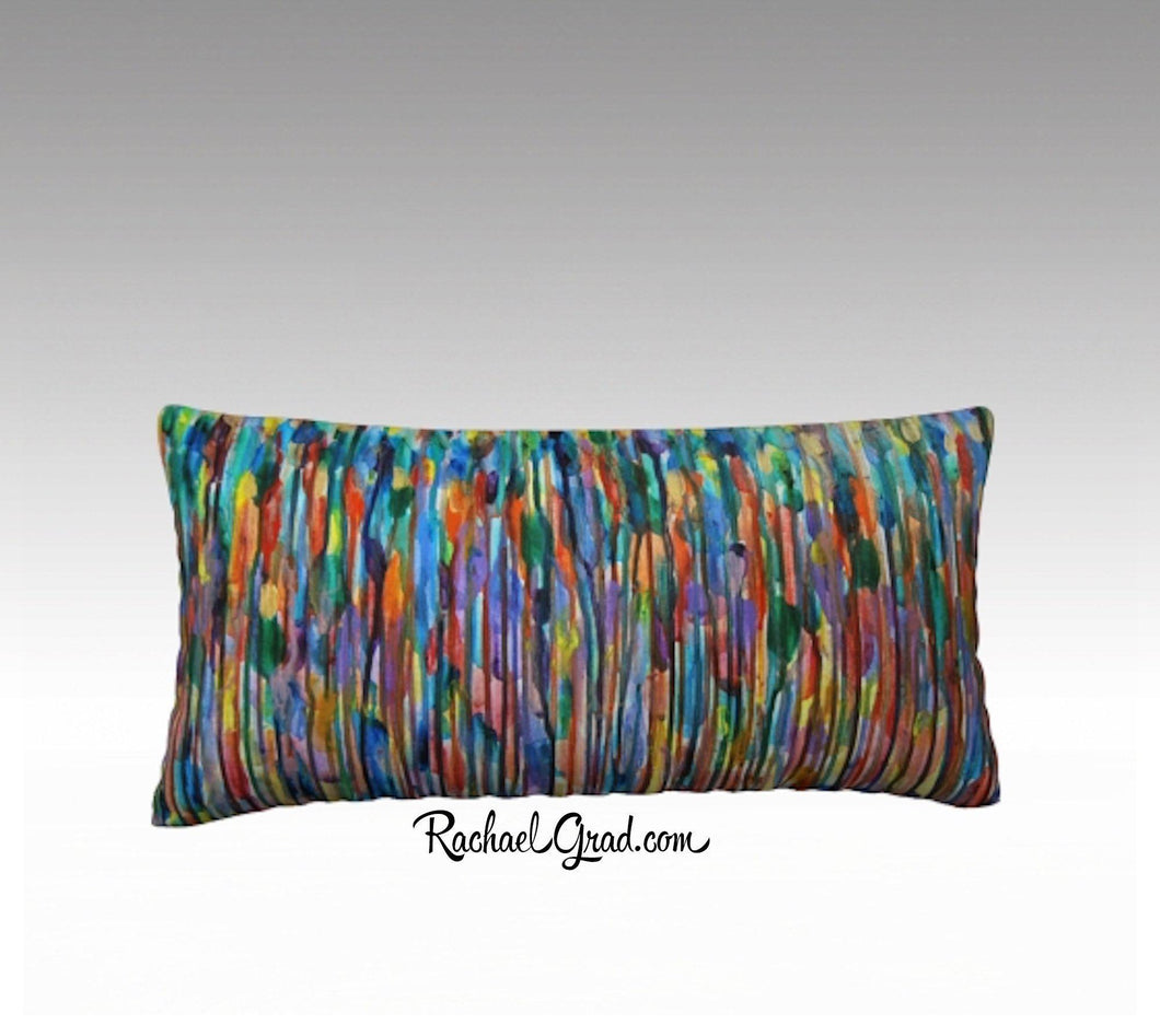 Lines Pillow Case | Abstract Art Colorful Long Pillowcase by Toronto Artist Rachael Grad MultiColor Bright24