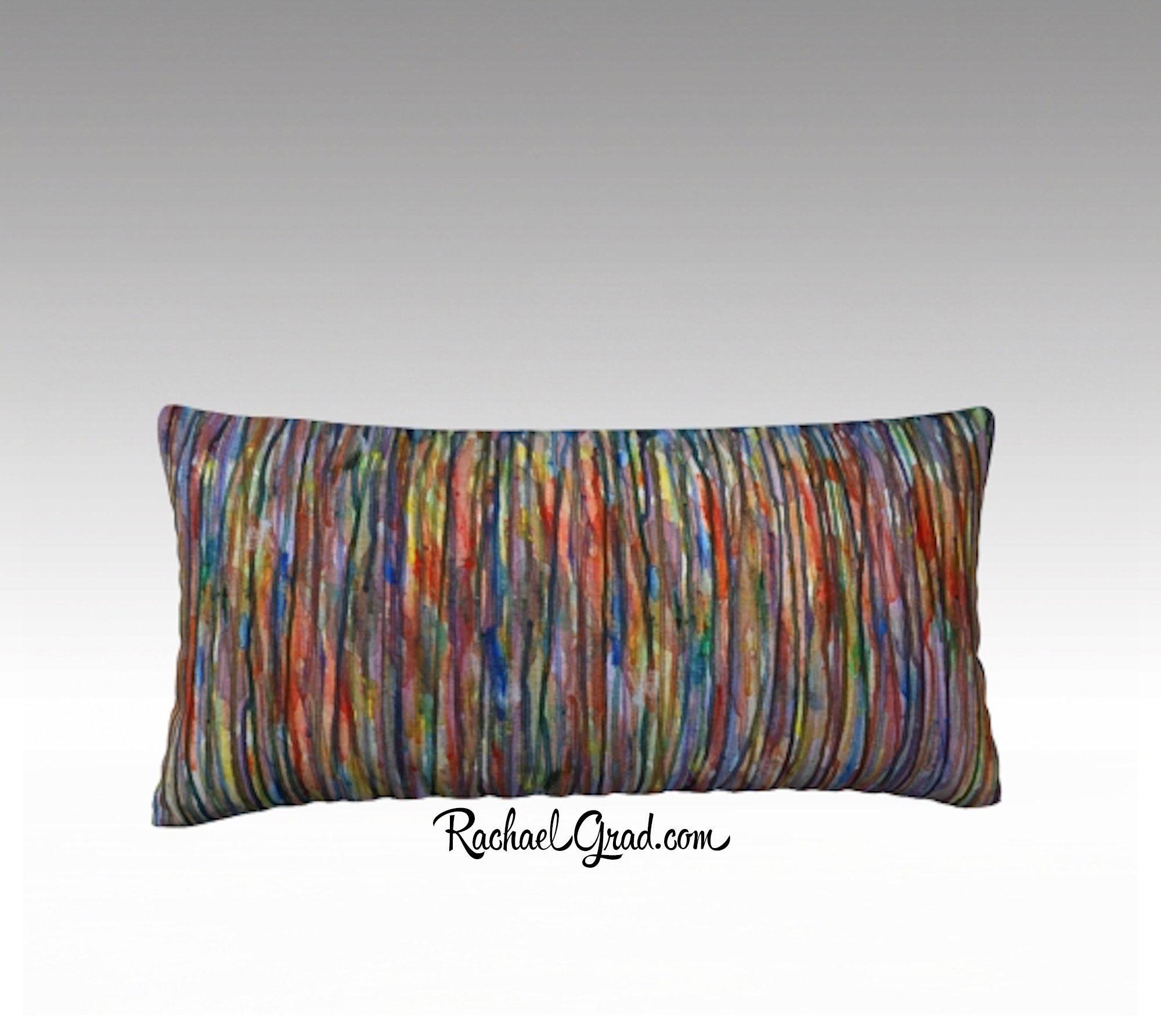 Pillowcase with Purple Red Lines art by Toronto Artist Rachael Grad