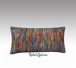 Line Art Pillow, Abstract Art Long Pillowcase MultiColor by Toronto Artist Rachael Grad -24" x 12" 