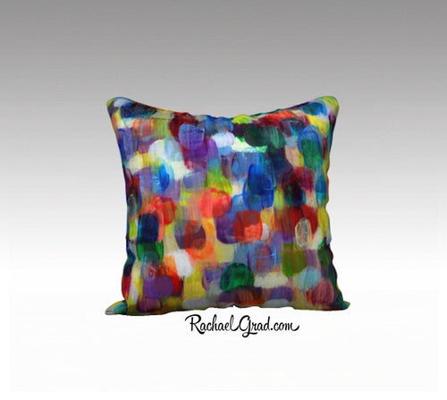 Abstract Art Pillowcase by Toronto Artist Rachael Grad Dot Series Pillow Purples Yellows Blues 7-18