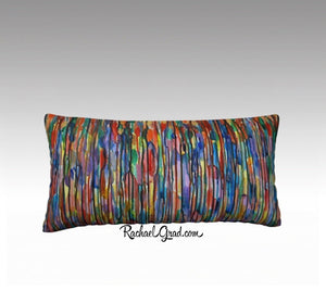 Lines Art Pillow by Toronto Artist Rachael Grad, Long Pillowcase MultiColor Pillow Sham Bright Reds and Blues-24" x 12" Pillow Case-rachaelgrad-rachaelgrad artsy abstract colorful artwork multicolor
