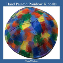 Load image into Gallery viewer, rainbow art kippah hand painted by Toronto Canadian artist Rachael Grad