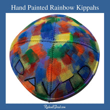 Load image into Gallery viewer, rainbow kippot hand painted by Toronto artist Rachael Grad