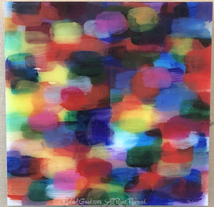 Dot Series Wall Art Print in High Gloss Acrylic, Reds, Blues, Yellows, Greens, Multicolors 8 by artist rachael grad