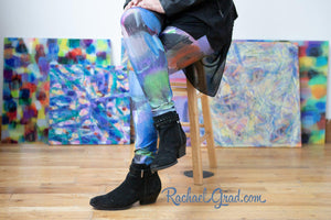 Sami Womens Leggings Colorful Abstract Paintings by Rachael Grad in background