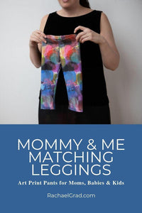 Mommy and Me Matching Leggings by Artist Rachael Grad mom holding the leggings