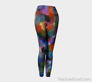 Abstract Art Print Leggings | Blue Purple Multicolor Tights | Colorful Artwork Pattern Yoga Pilates Pants | Artistic Workout Wear | Fitness by Artist Rachael Grad