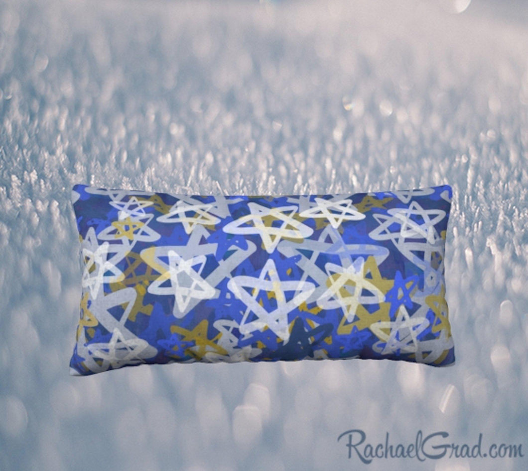 24 x 12 Pillowcase with Blue Stars Art by Toronto Artist Rachael Grad